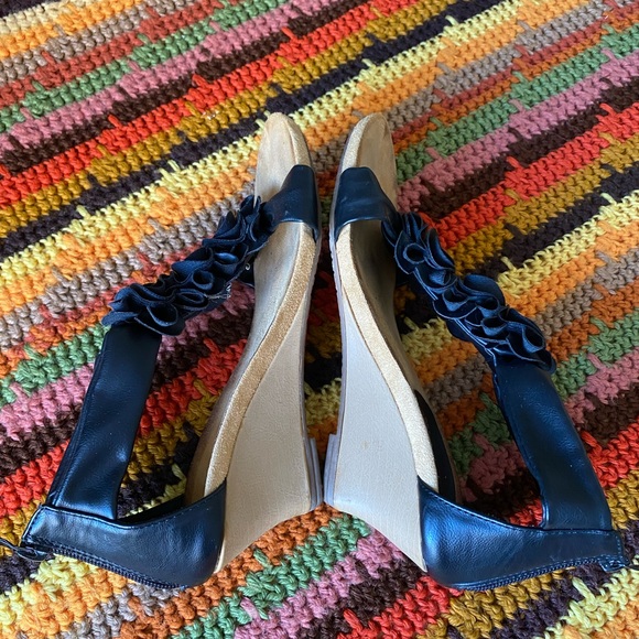 Patrizia Black Zipper Back Harlequin-B Wedge Sandles size 38 - Picture 6 of 11